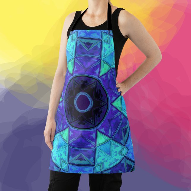 Mosaic Mandala Blue and Purple Apron (Creator Uploaded)