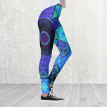 Mosaic Mandala Blue and Purple Leggings<br><div class="desc">This mosaic kaleidoscope flower features brilliant blue and purple tiles. It's vivid geometry is inspired by fractals,  mandalas,  and stained glass mosaics. Get this trippy design now for your favourite friend who loves bright colours!</div>