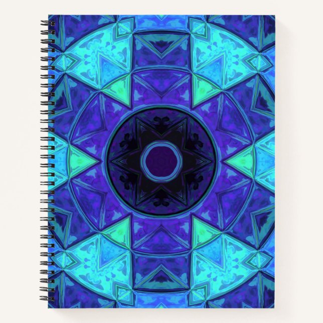 Mosaic Mandala Blue and Purple Notebook (Front)