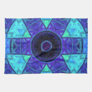 Mosaic Mandala Blue and Purple Tea Towel