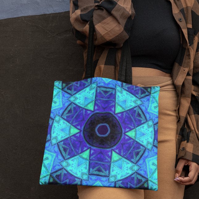 Mosaic Mandala Blue and Purple Tote Bag (Creator Uploaded)
