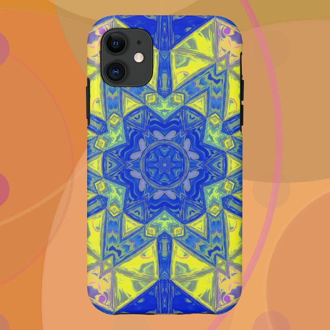 Mosaic Mandala Blue and Yellow Case-Mate iPhone Case (Creator Uploaded)