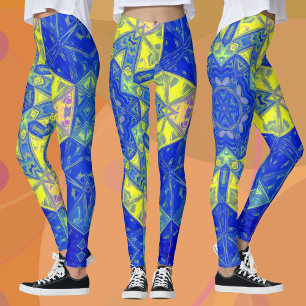 Mosaic Mandala Blue and Yellow Leggings