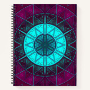 Mosaic Mandala Flower Blue and Purple Notebook
