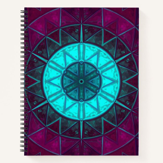 Mosaic Mandala Flower Blue and Purple Notebook (Front)
