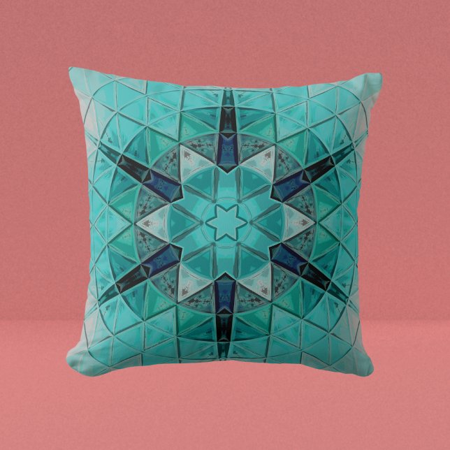 Mosaic Mandala Flower Blue and White Cushion (Creator Uploaded)