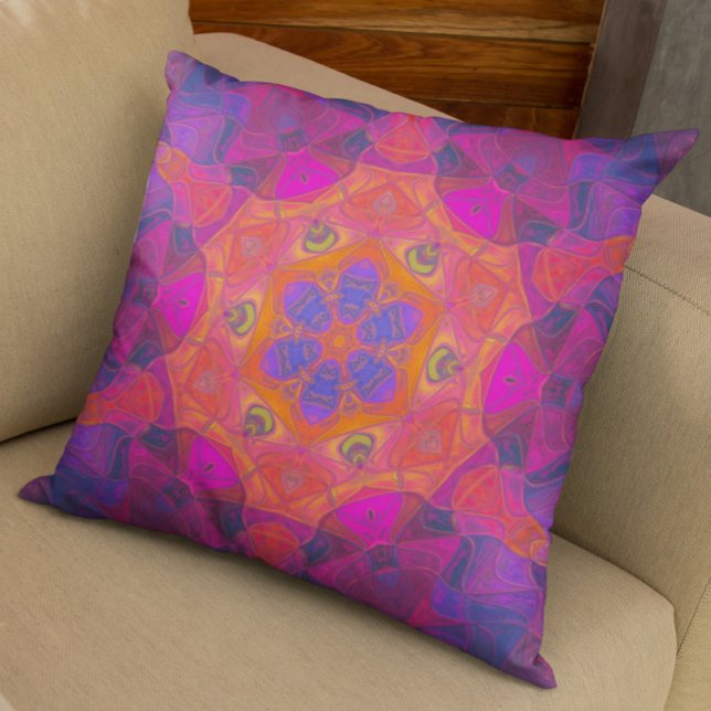 Mosaic Mandala Flower Orange Purple and Pink Cushion (Creator Uploaded)