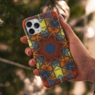 Mosaic Mandala Flower Red Yellow and Blue Case-Mate iPhone Case