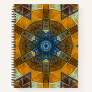 Mosaic Mandala Flower Yellow and Blue Notebook