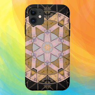 Mosaic Mandala Flower Yellow Blue and Black iPhone 11 Case
