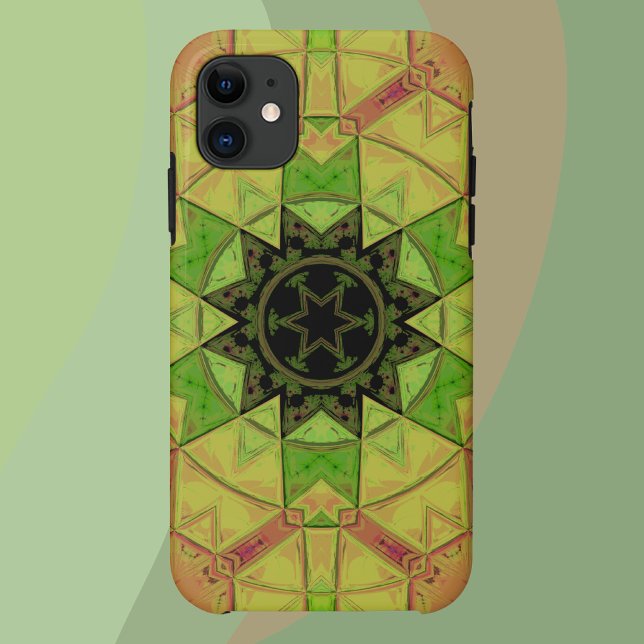 Mosaic Mandala Flower Yellow Green and Pink Case-Mate iPhone Case (Creator Uploaded)