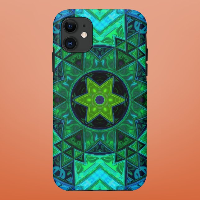 Mosaic Mandala Green and Blue Case-Mate iPhone Case (Creator Uploaded)