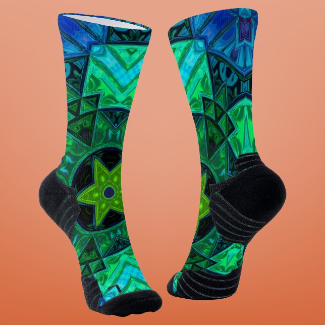 Mosaic Mandala Green and Blue Socks (Creator Uploaded)