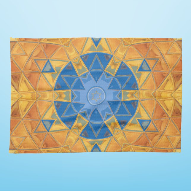 Mosaic Mandala Orange and Blue Tea Towel (Creator Uploaded)