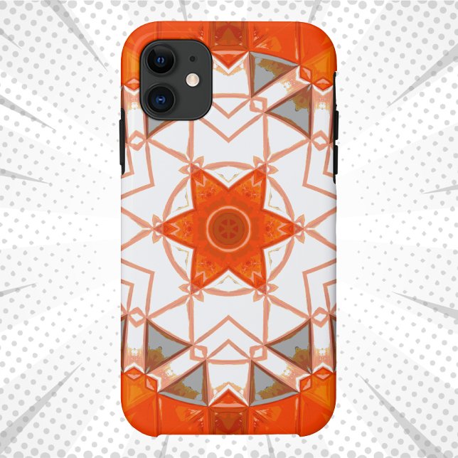 Mosaic Mandala Orange and White Case-Mate iPhone Case (Creator Uploaded)