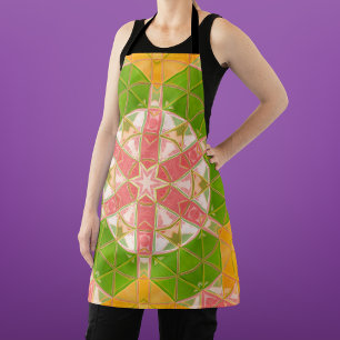 Mosaic Mandala Orange Green and Pink Apron