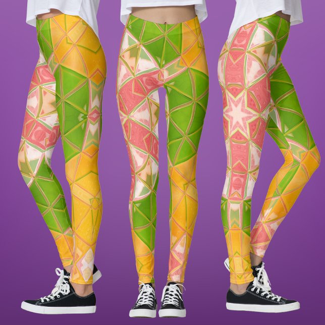 Mosaic Mandala Orange Green and Pink Leggings (Creator Uploaded)