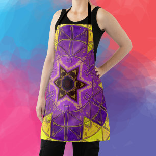 Mosaic Mandala Purple and Yellow Apron