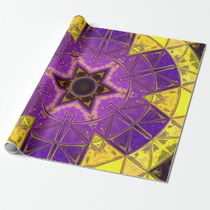 Mosaic Mandala Purple and Yellow Wrapping Paper