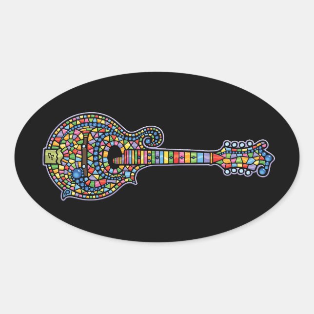 Mosaic Mandolin Oval Sticker (Front)