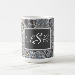 Mosaic Masuline Colour Tile Pattern Monogram Coffee Mug