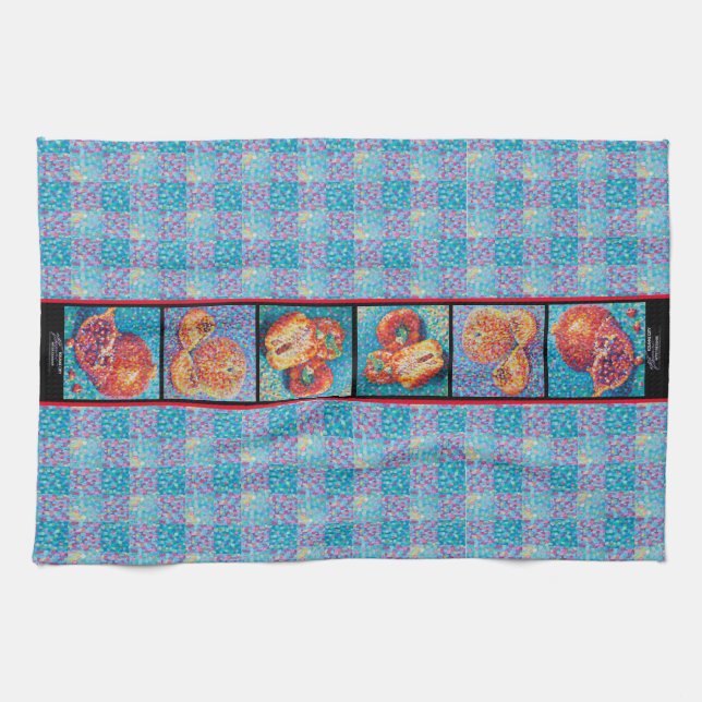 Mosaic Medley Pointillism with Red Tea Towel (Horizontal)