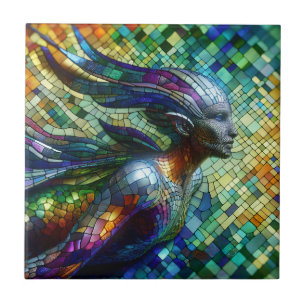 Mosaic Mermaid RIGHT facing Tile