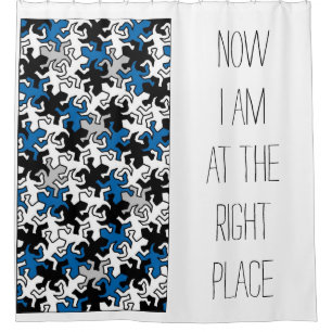 Mosaic Mirror Geckos Pattern - blue black white Shower Curtain