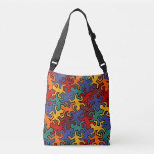 Mosaic Mirror Geckos Pattern - earth coloured Crossbody Bag