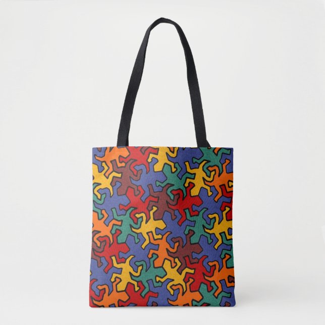 Mosaic Mirror Geckos Pattern - earth coloured Tote Bag (Front)
