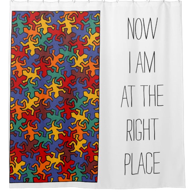 Mosaic Mirror Geckos Pattern - earth colours Shower Curtain (Front)