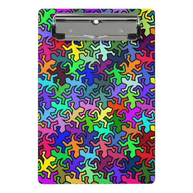 Mosaic Mirror Geckos Pattern - multi coloured Mini Clipboard (Front)