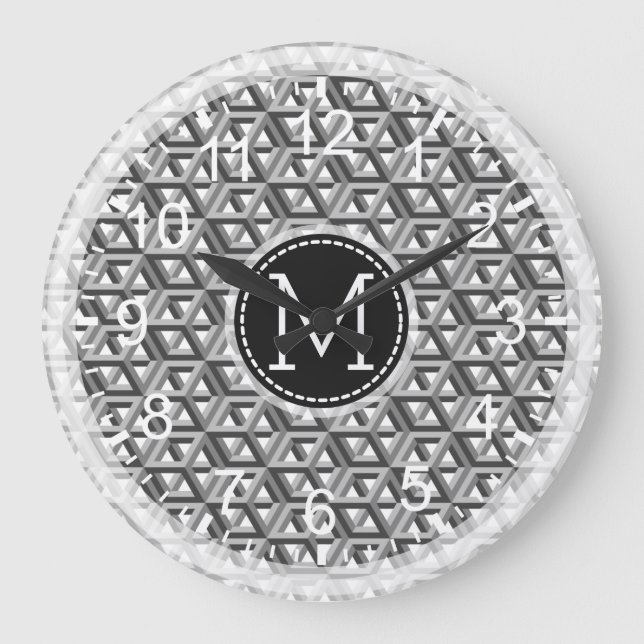 Mosaic Modern Monogram #12 Large Clock (Front)