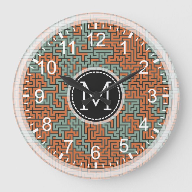 Mosaic Modern Monogram #14 Large Clock (Front)