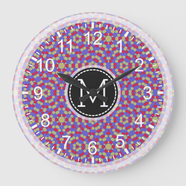 Mosaic Modern Monogram #16 Large Clock (Front)