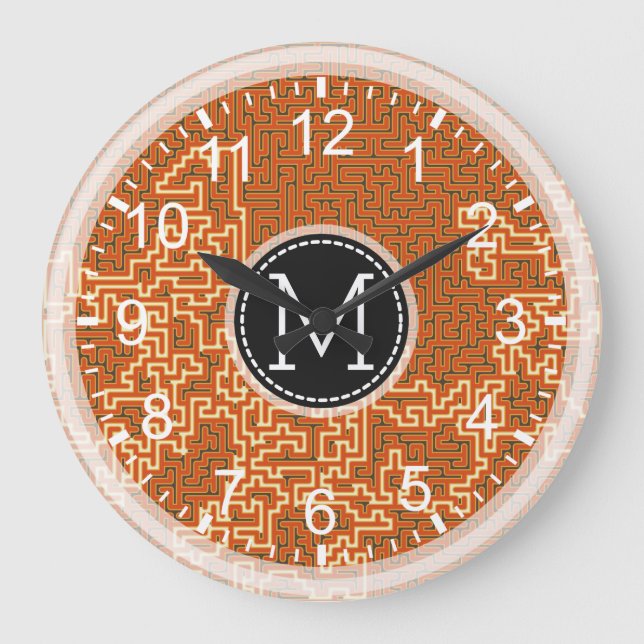 Mosaic Modern Monogram #5 Large Clock (Front)