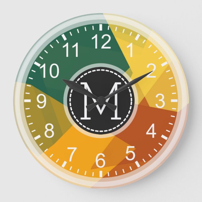 Mosaic Modern Monogram Large Clock (Front)