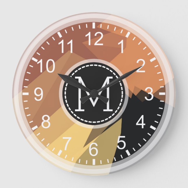 Mosaic Modern Monogram Large Clock (Front)