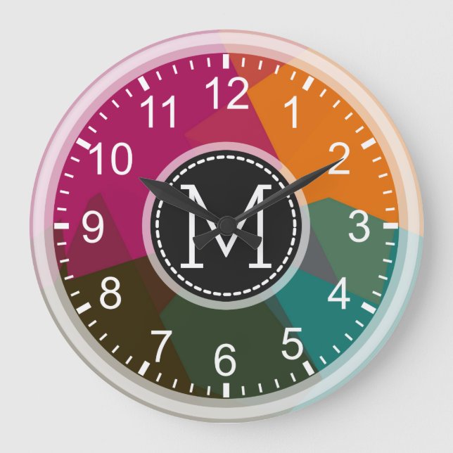 Mosaic Modern Monogram Large Clock (Front)