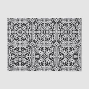 Mosaic Moroccan Tile Pattern in Black and White Tissue Paper