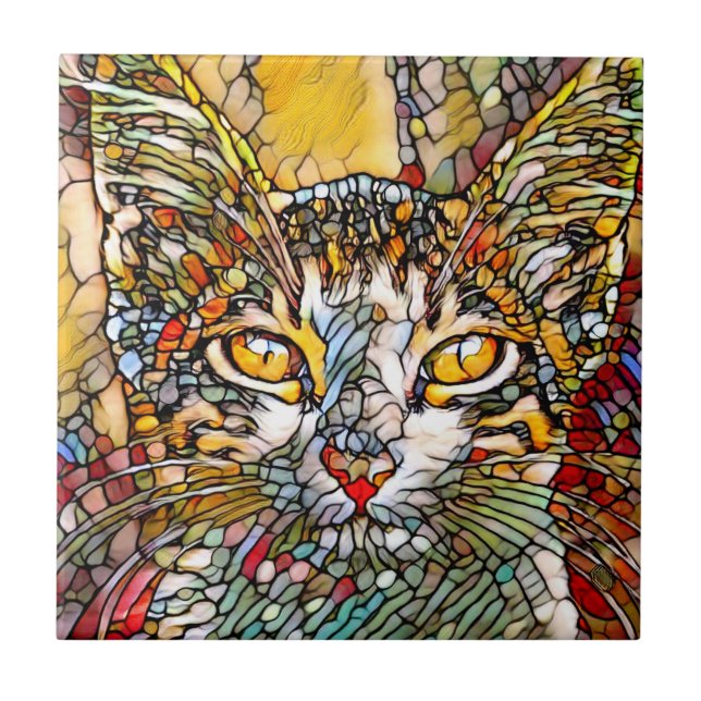 Mosaic Multicolor Cat 697 Tile (Front)