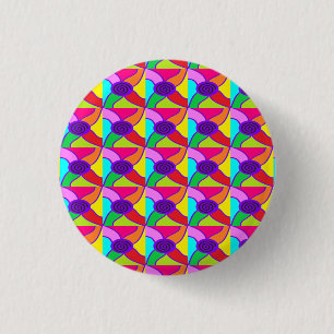 Mosaic of big bright colour art coaster 3 cm round badge
