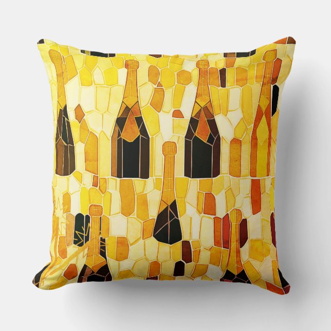 Mosaic of champagne bottles  cushion (Front)