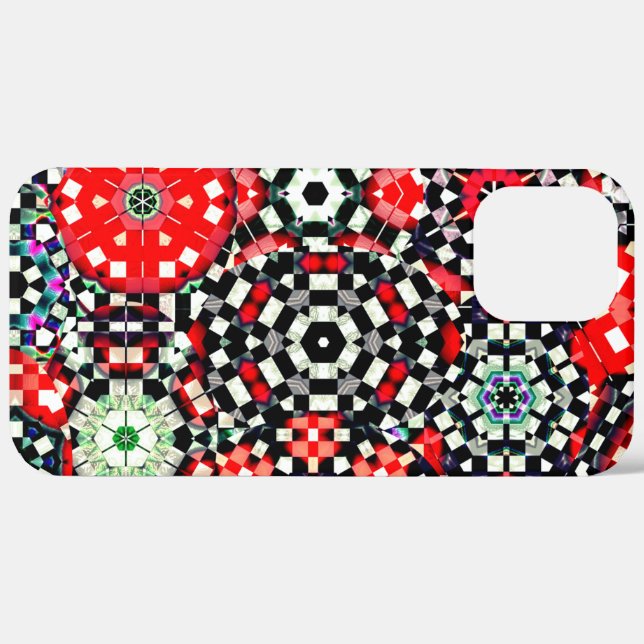 Mosaic of kaleidoscope chess hexagon, red black to Case-Mate iPhone case (Back (Horizontal))