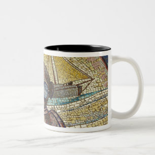 Mosaic of old divers helmet Two-Tone coffee mug