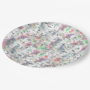 Mosaic of paper in opaque colours and small drizzl plate