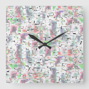 Mosaic of paper in opaque colours and small drizzl square wall clock