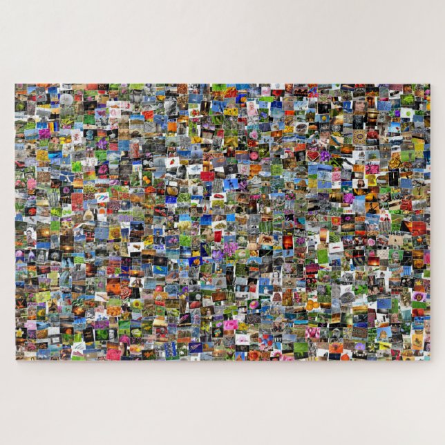 Mosaic of photos and pictures abstract design, jigsaw puzzle (Horizontal)
