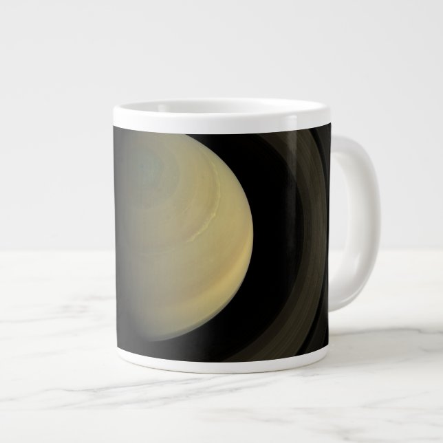 Mosaic Of Planet Saturn And Its Main Rings. Large Coffee Mug (Front Right)