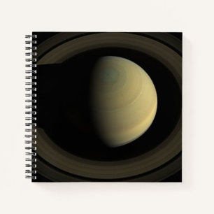 Mosaic Of Planet Saturn And Its Main Rings. Notebook